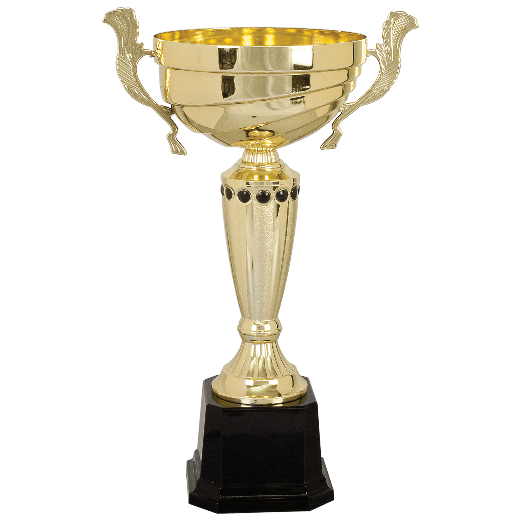 Stepped with Black Accents Completed Metal Cup Trophy on Plastic Base - JDS
