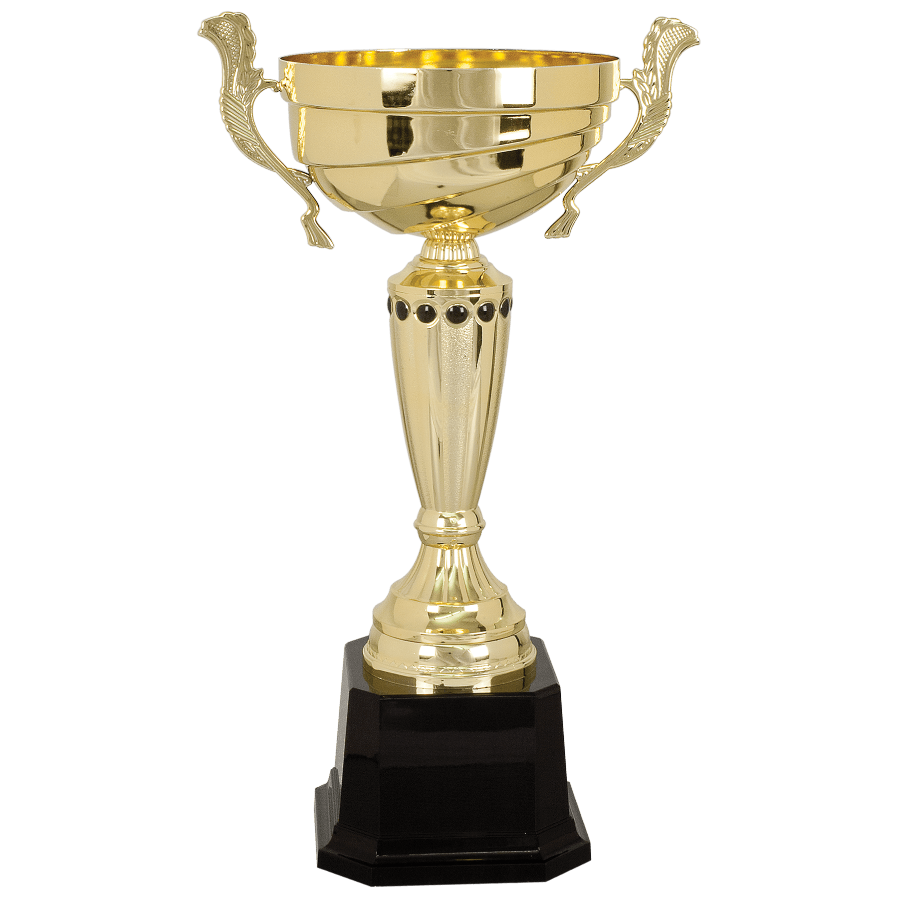 Stepped with Black Accents Completed Metal Cup Trophy on Plastic Base - JDS