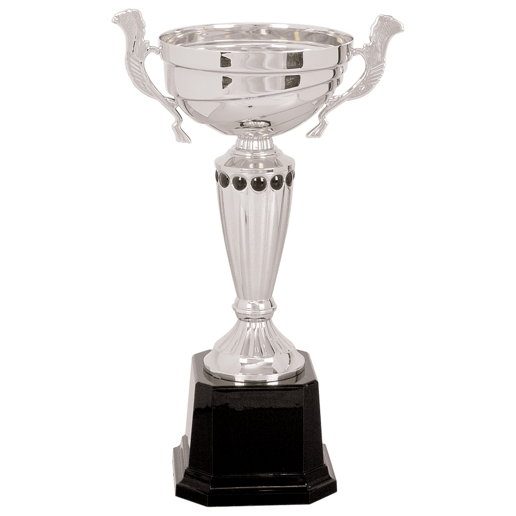 Stepped with Black Accents Completed Metal Cup Trophy on Plastic Base - JDS