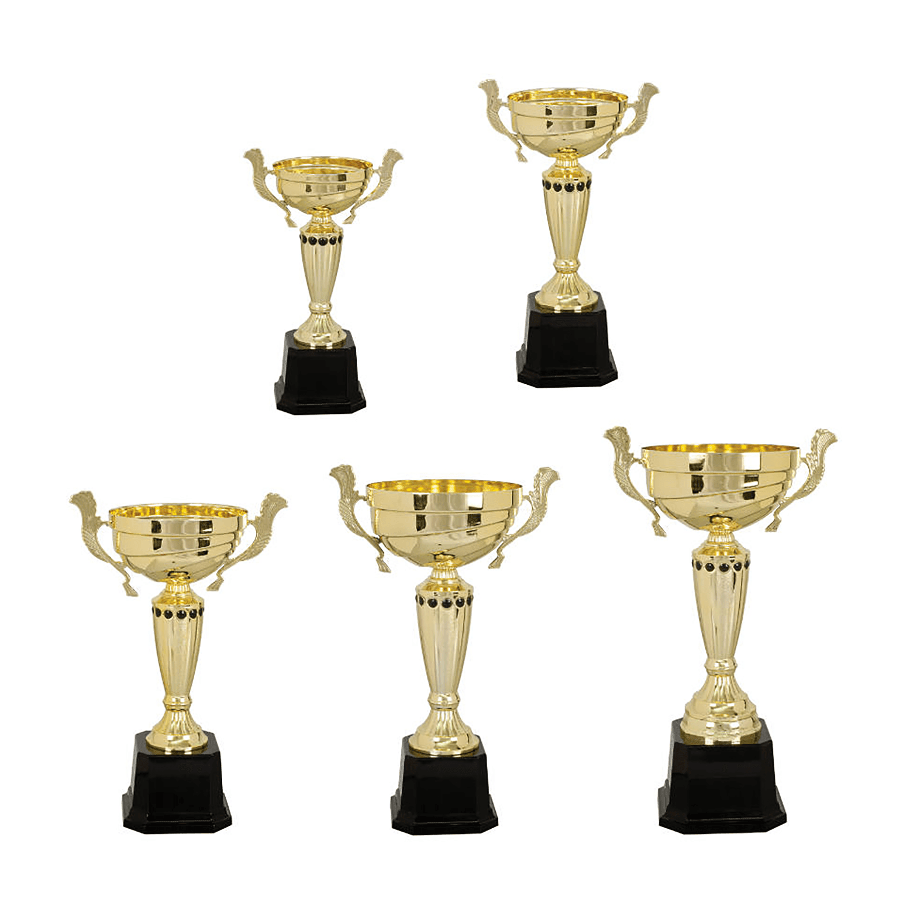 Stepped with Black Accents Completed Metal Cup Trophy on Plastic Base - JDS