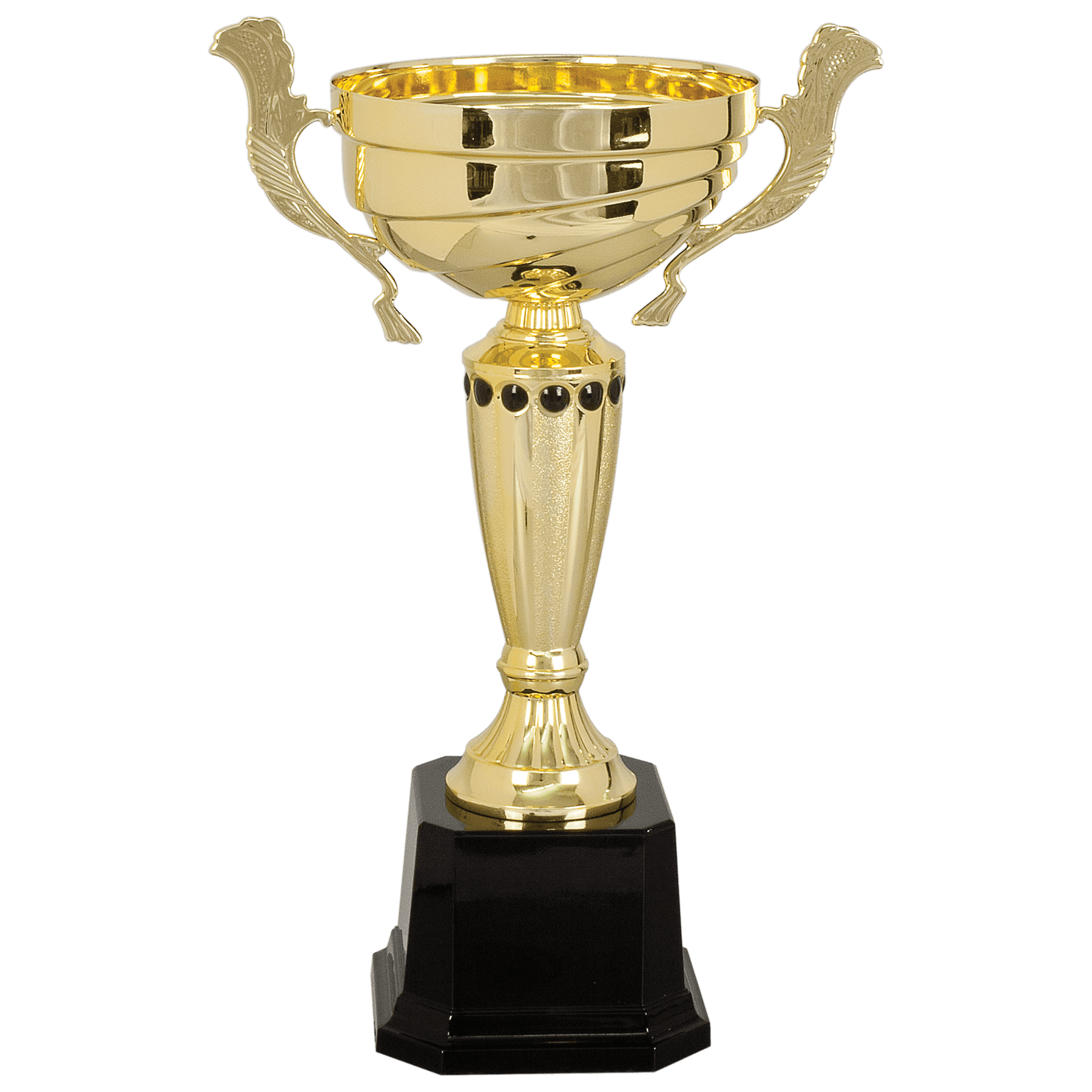 Stepped with Black Accents Completed Metal Cup Trophy on Plastic Base - JDS