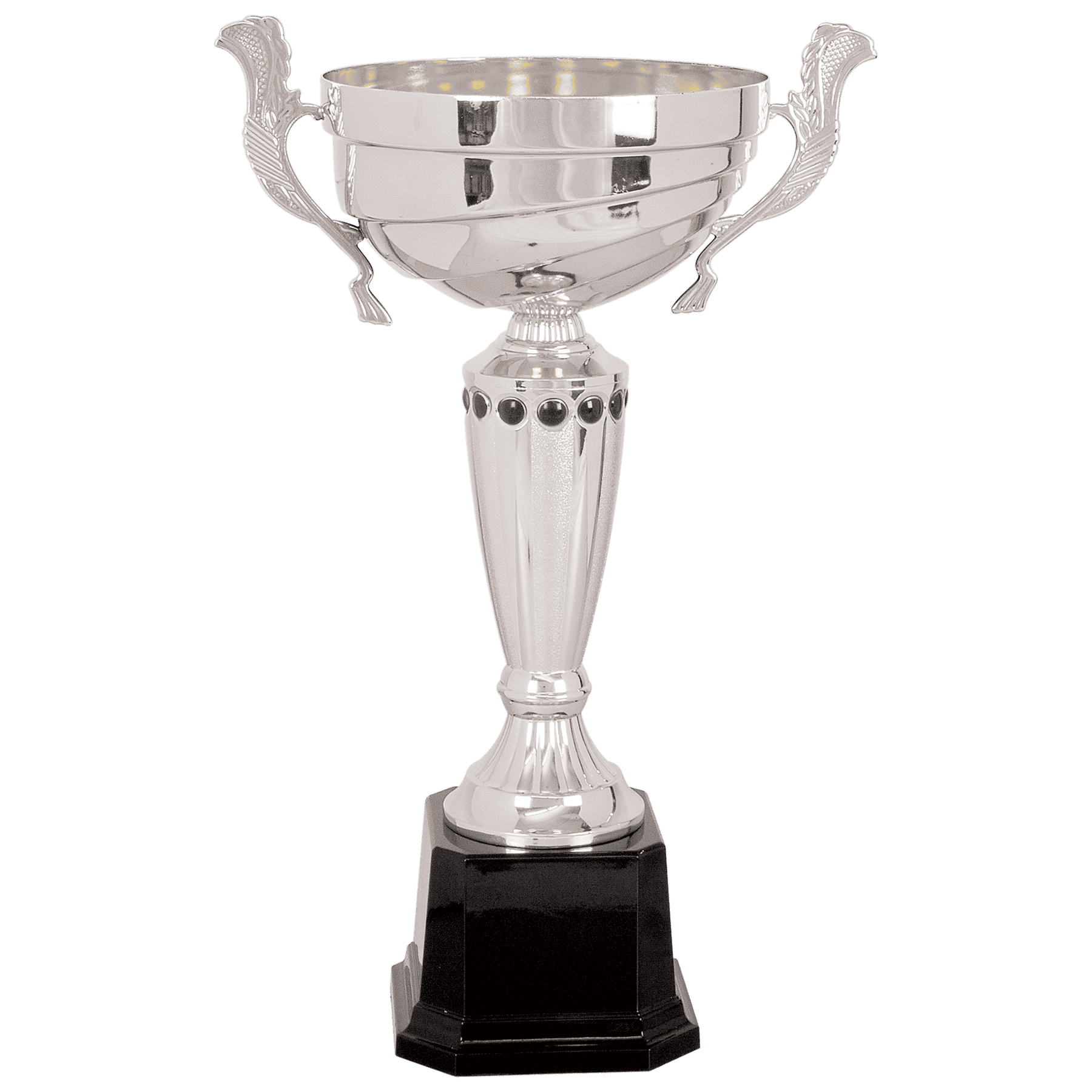 Stepped with Black Accents Completed Metal Cup Trophy on Plastic Base - JDS