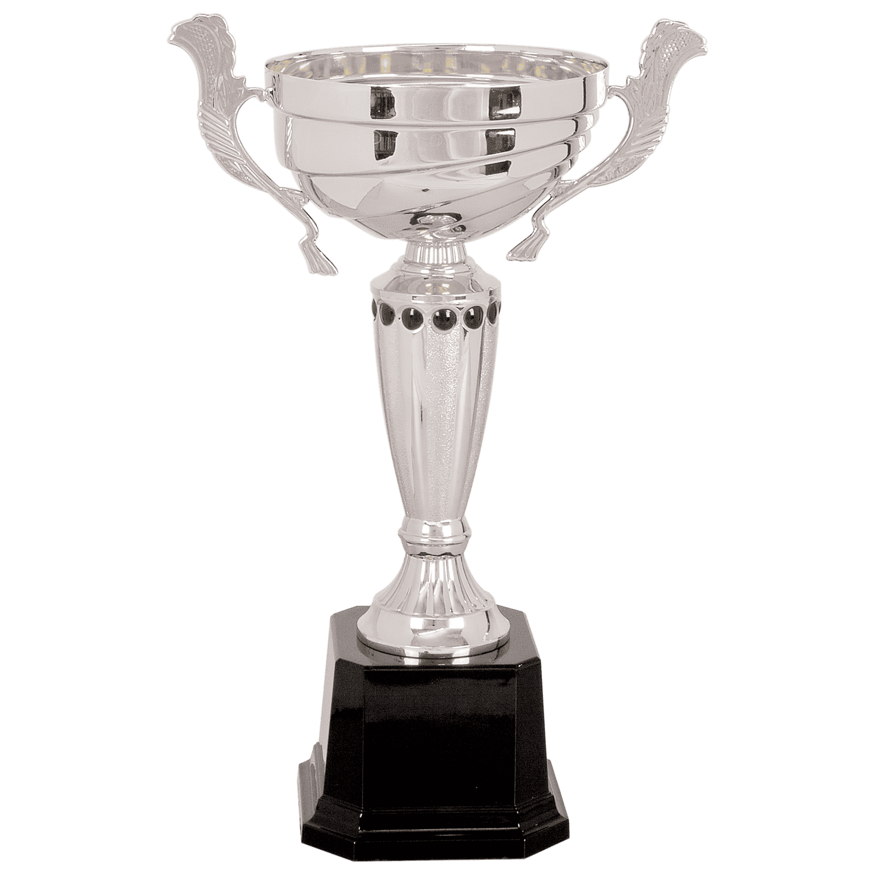 Stepped with Black Accents Completed Metal Cup Trophy on Plastic Base - JDS