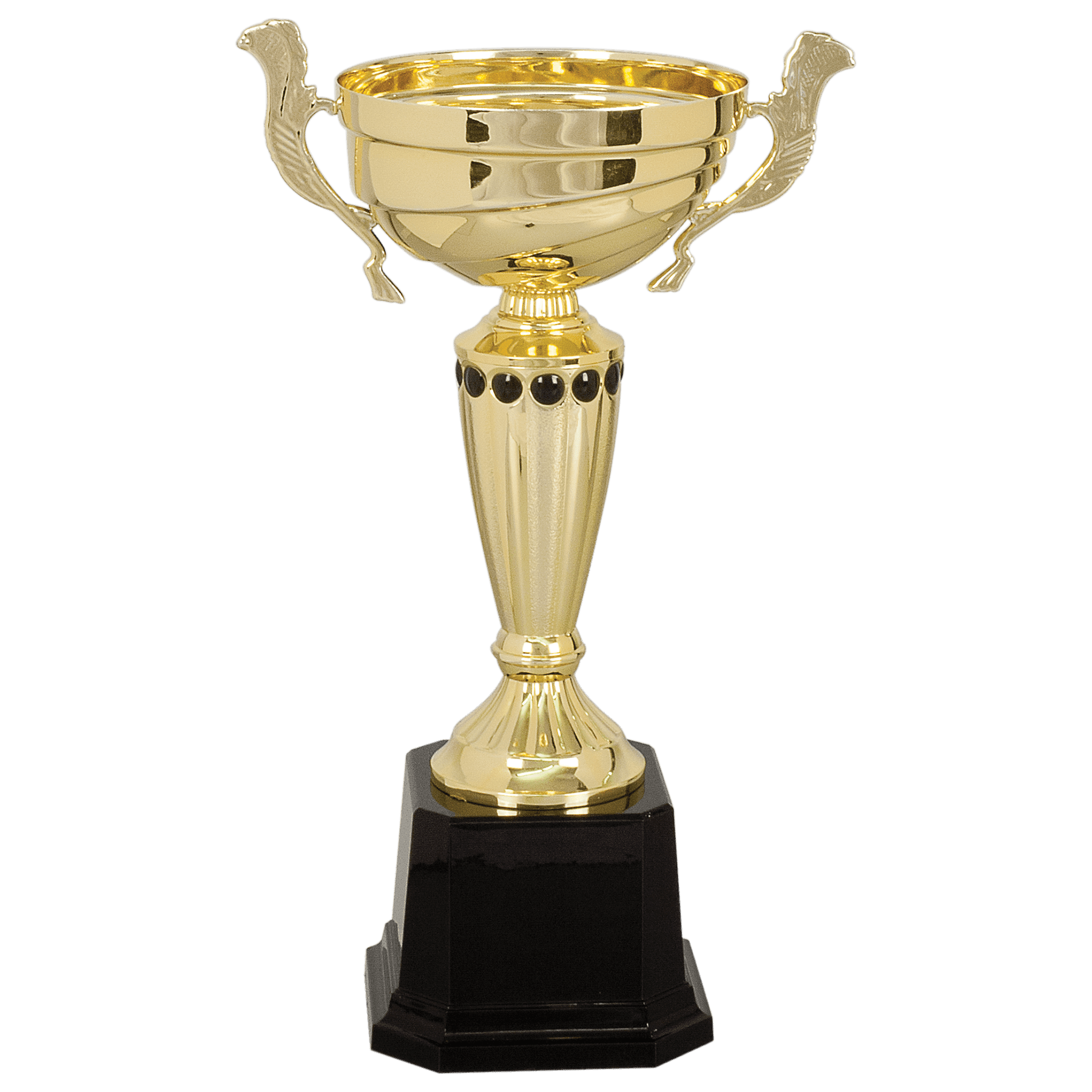 Stepped with Black Accents Completed Metal Cup Trophy on Plastic Base - JDS