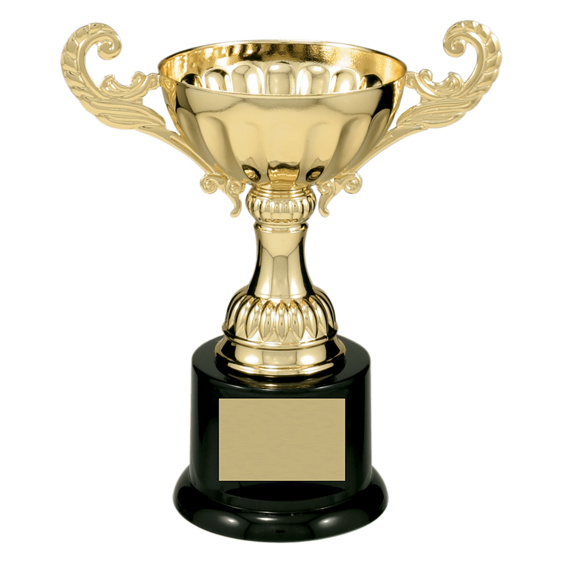 Stout Scalloped Embossed Pattern Completed Metal Cup Trophy on Plastic Base - JDS