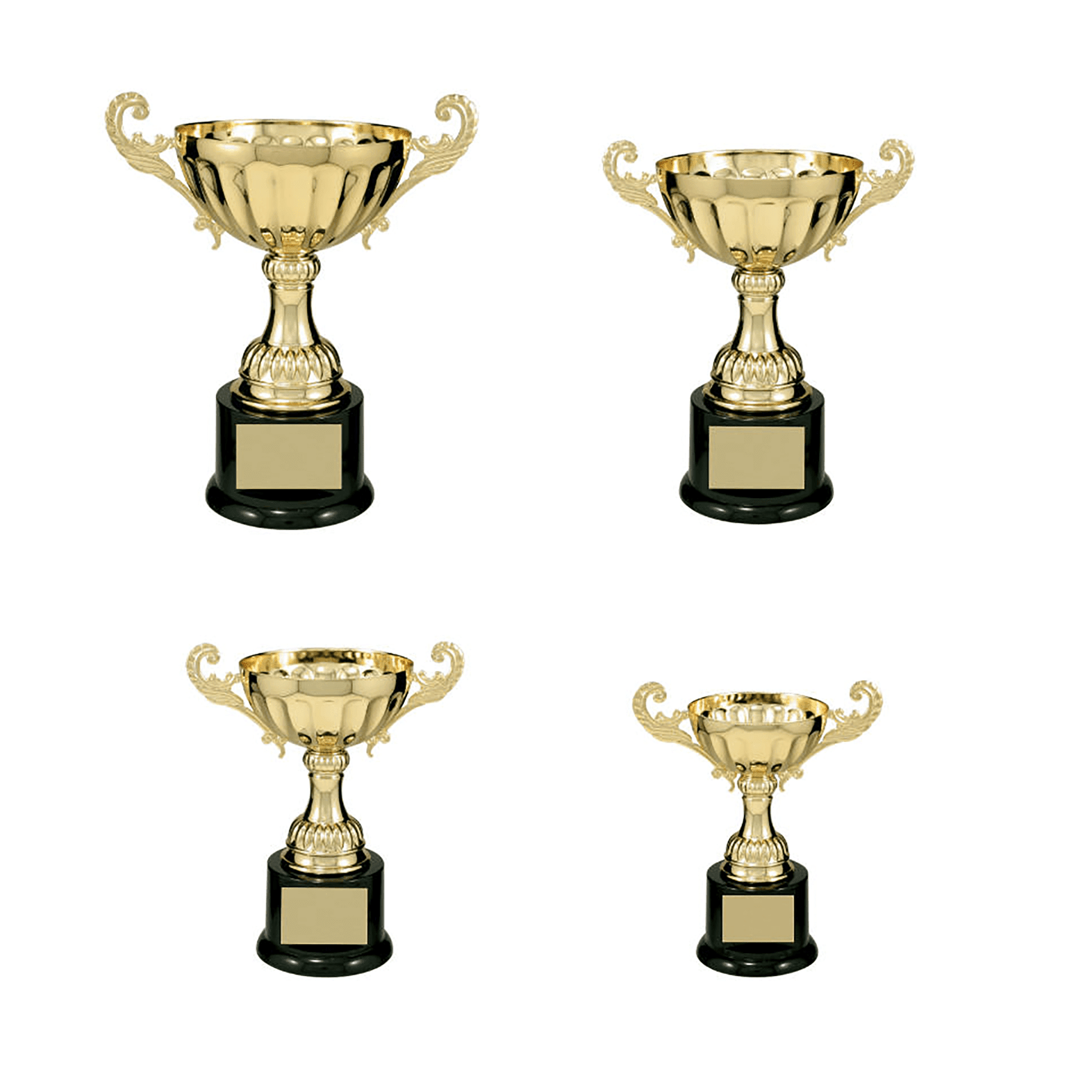 Stout Scalloped Embossed Pattern Completed Metal Cup Trophy on Plastic Base - JDS