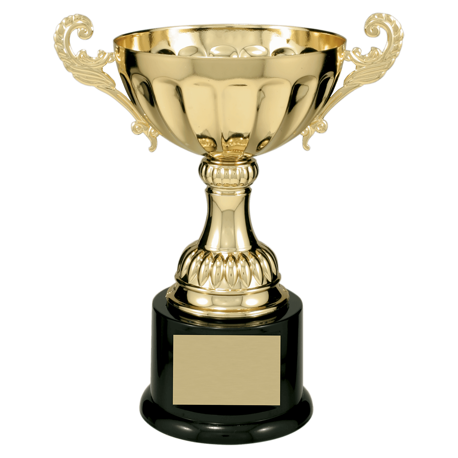 Stout Scalloped Embossed Pattern Completed Metal Cup Trophy on Plastic Base - JDS