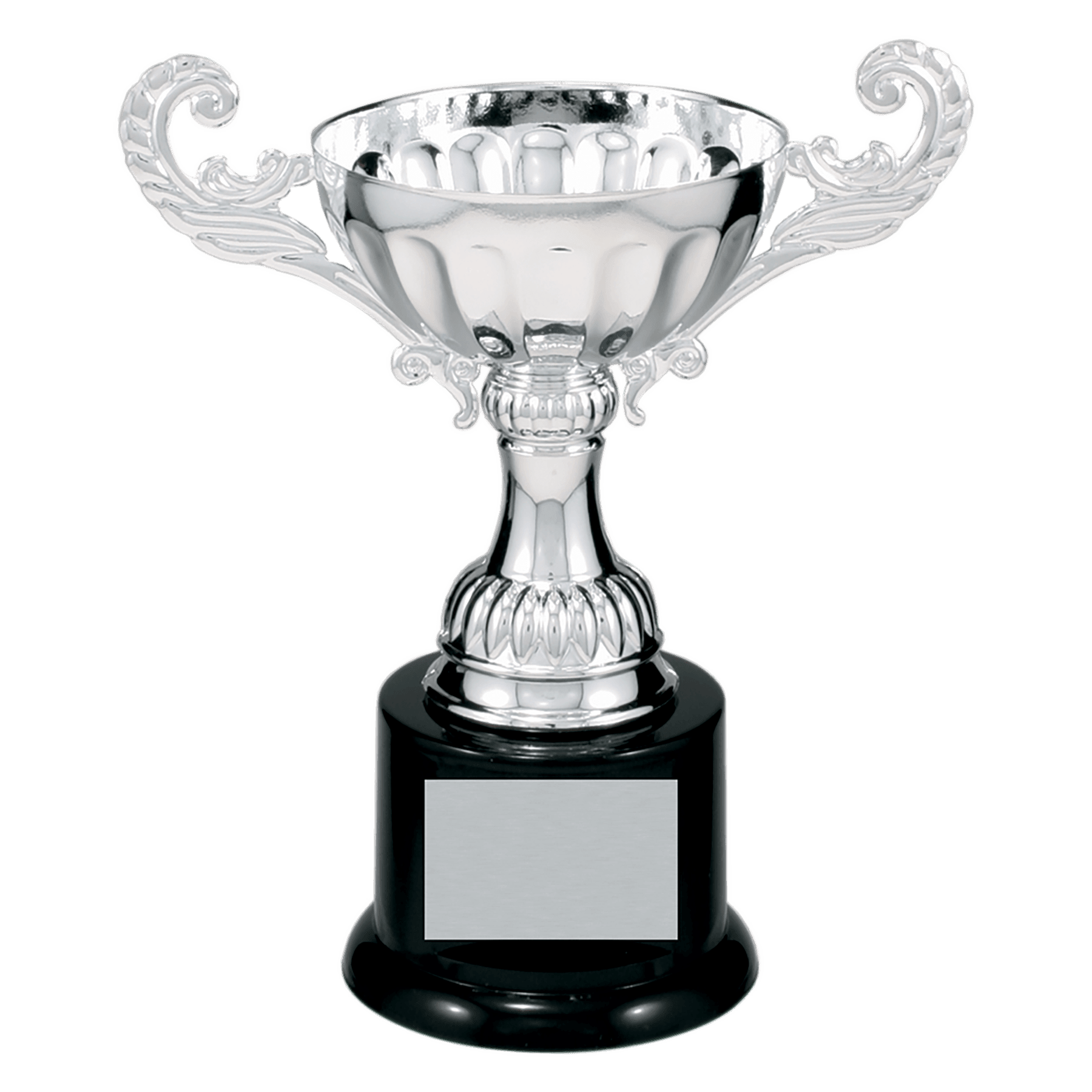 Stout Scalloped Embossed Pattern Completed Metal Cup Trophy on Plastic Base - JDS
