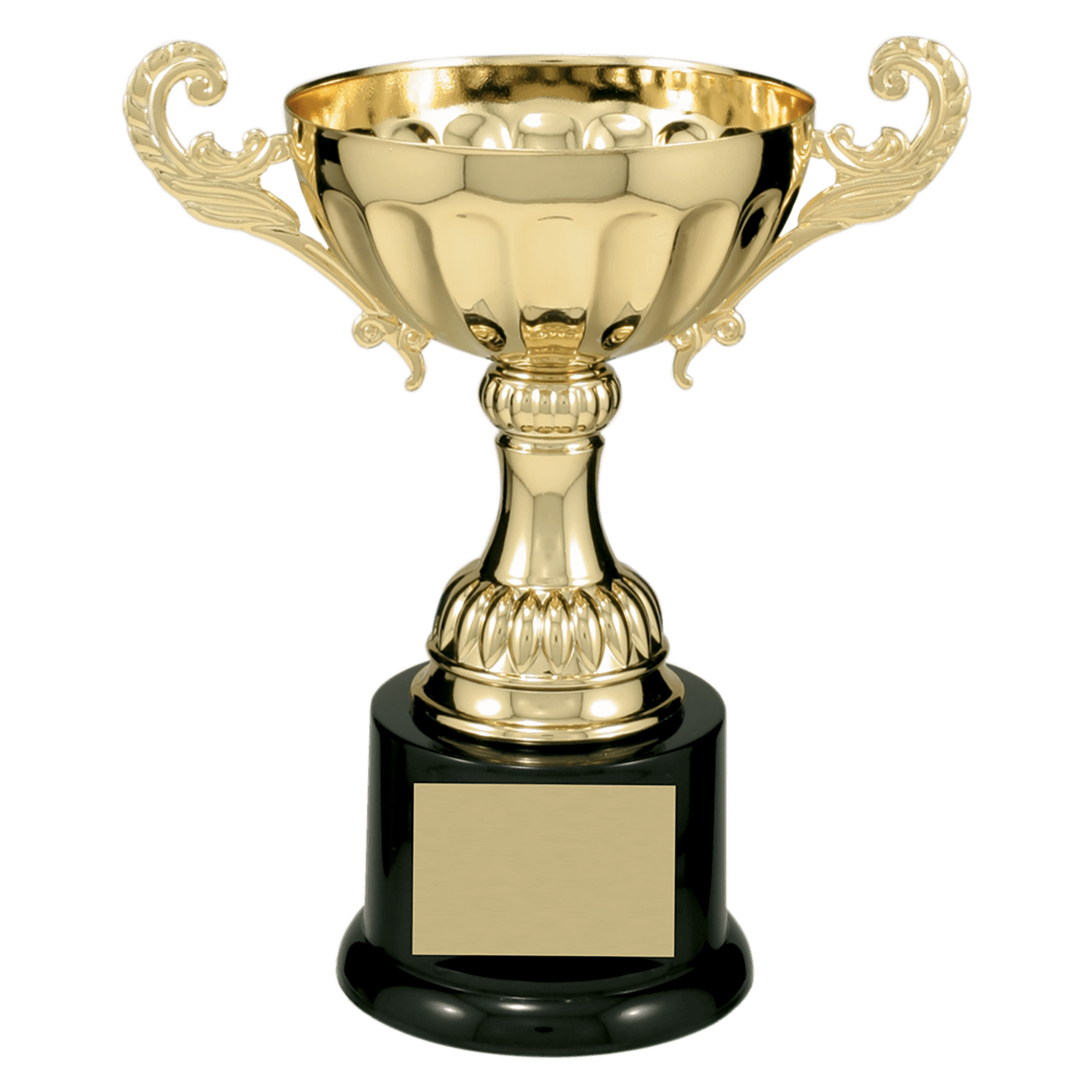 Stout Scalloped Embossed Pattern Completed Metal Cup Trophy on Plastic Base - JDS