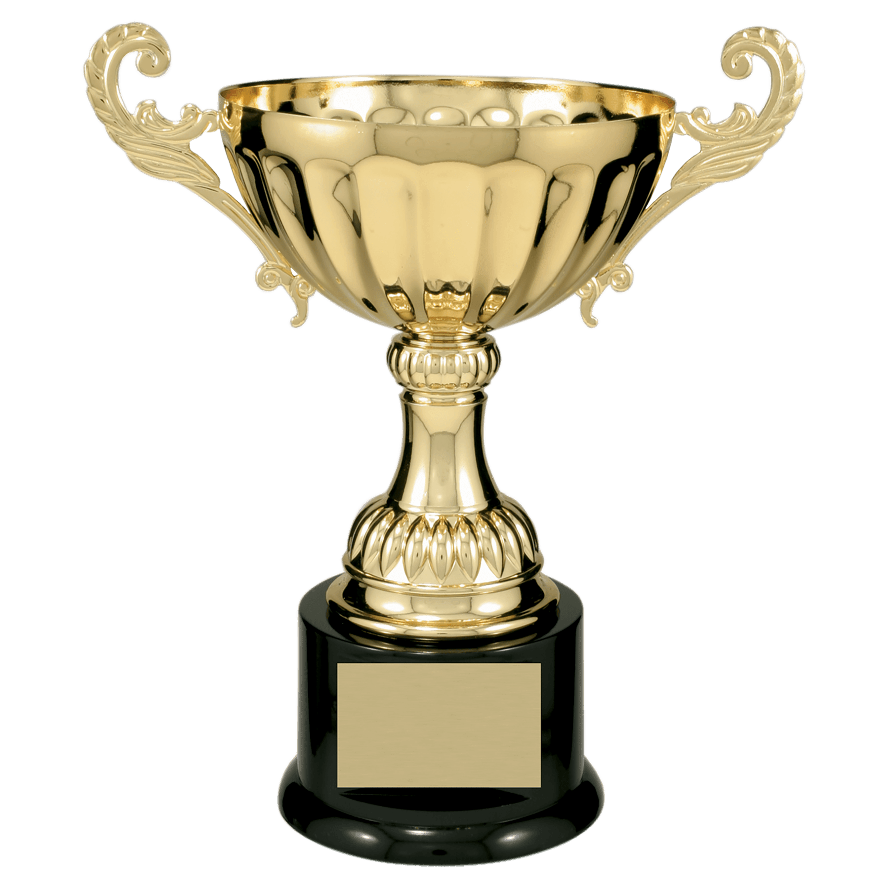 Stout Scalloped Embossed Pattern Completed Metal Cup Trophy on Plastic Base - JDS