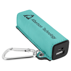 Teal Laserable Leatherette 2200 mAh Power Bank with USB Cord - GFT1145 - JDS