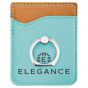 Teal Laserable Leatherette Phone Wallet with Silver Ring - GFT1131 - Austin Print Co.