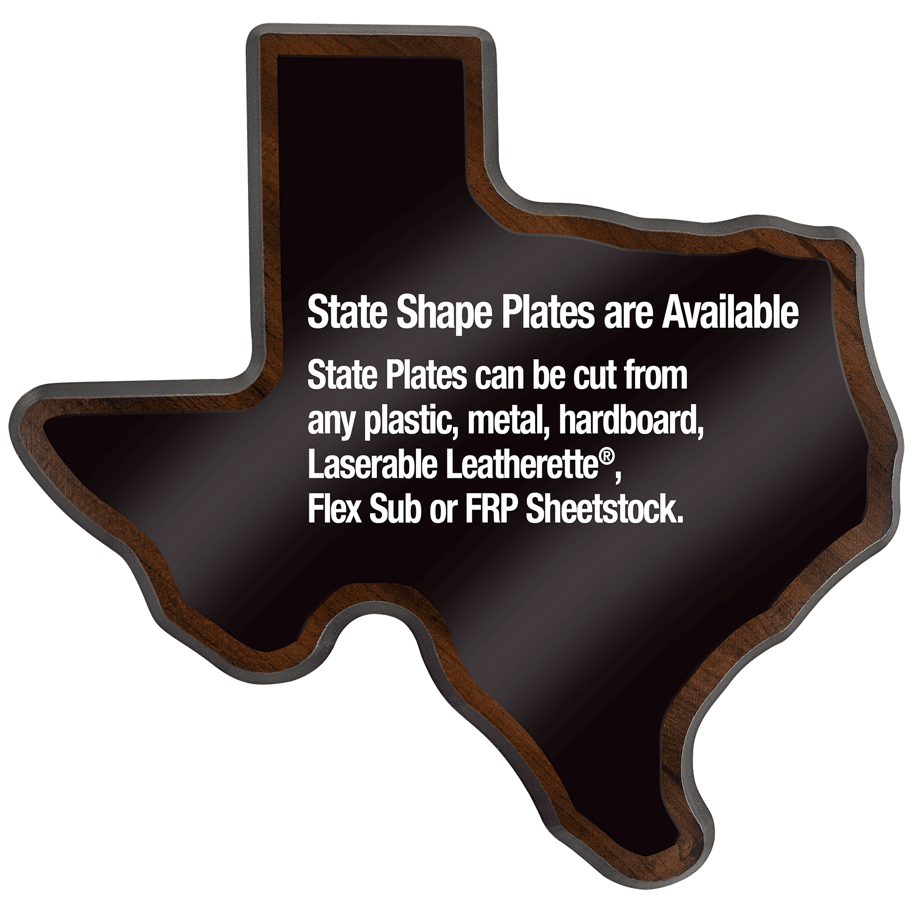 Walnut Finish Black Edge Texas State Plaque - JDS