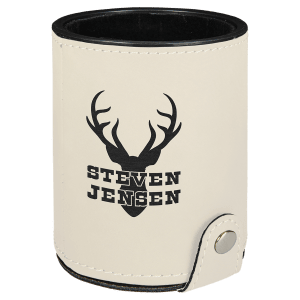 White Laserable Leatherette Dice Cup with 5 Dice - GFT1023 - Austin Print Co.